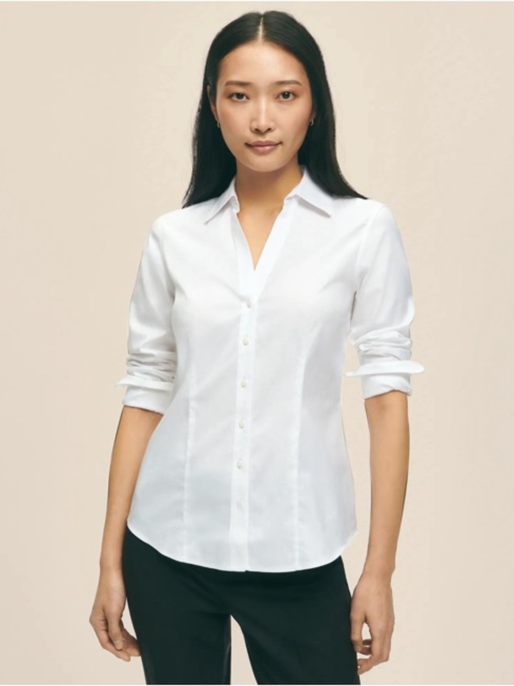 Brooks Brothers Fitted Non-Iron Stretch Supima® Cotton Dress Shirt Size 0P - NEW